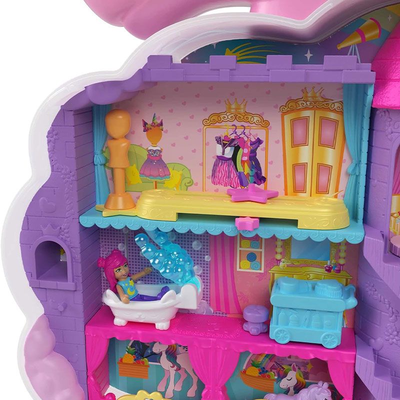 Mattel Polly Pocket Rainbow Unicorn Salon Playset with Two Dolls